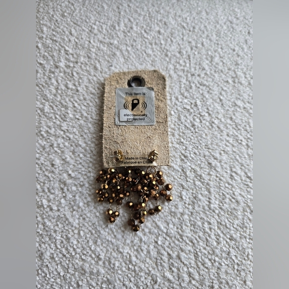 Anthropologie, Waterfall Beaded Drop Earrings, Taupe Brown -NWT!! - Picture 6 of 9